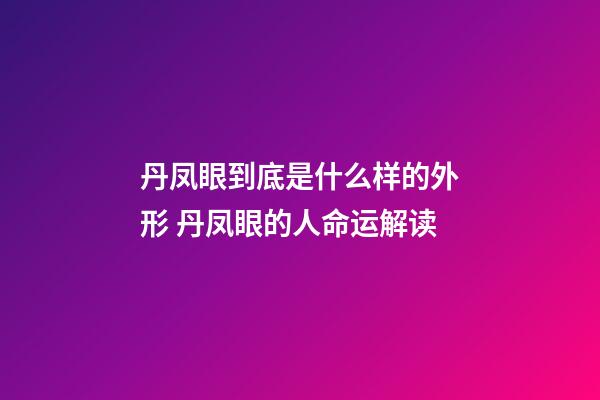 丹凤眼到底是什么样的外形 丹凤眼的人命运解读